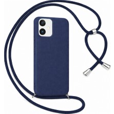Coverzone iPhone 17 ile Uyumlu Özel Üretim Ayarlanabilir Ipli Boyun Askılı Silikon Kılıf Kadife Iç Yapılı Viper Boyun Çapraz Taşıma Özellikli Asılabilen Ipli Telefon Kılıfı Lacivert