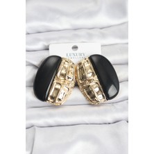 Youday Accessories Siyah Renk Pirinç Vintage Kadın Küpe