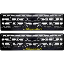 isiltikidsmoda Maşallah Yazılı Plastik Plakalık Plaka Altlığı Çıtalı 2'LI Sarı