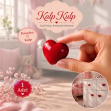 Badem10 Kalpli Kırmızı Renk Porselen Düğme Kulp Mobilya Çoçuk Odası Çekmece Dolap Kulpu Kulbu Kulpları