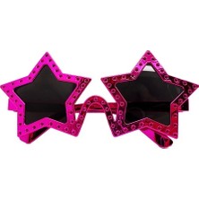 Nemere Fuşya Renk Yıldız Şekil Parti Gözlüğü Retro