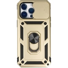 Akay Avm 14 Pro Kılıf Pars Lens Yüzüklü - Gold