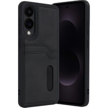 Akay Avm Galaxy S25 Edge Sara Kartvizitli Deri Kılıf - Siyah