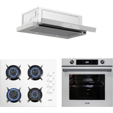 Afm Tech ve Ferre  Markalı /grane Beyaz Ankastre Set ( D037 Sürgülü Aspiratör + FM7701 + FM2201 )