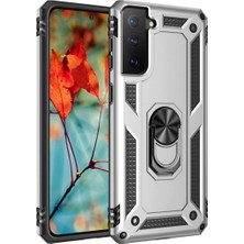 Mixora Galaxy S21 Kılıf Sofya Yüzüklü Kapak - Gümüş
