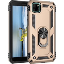 Mixora Huawei Y5P Kılıf Sofya Yüzüklü Kapak - Gold