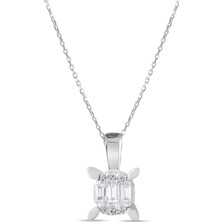 Lial Diamond 0.11 Karat Baget Pırlanta Kolye, Doğal Pırlanta, Sertifikalı Mücevher