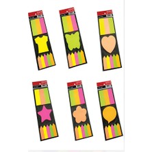 Artlantis 6 Farklı Şekilli Yapışkanlı Not Kağıdı 5 Renk 6 Adet Neon Renkler Neon Ayraç Karışık Şekilli Fosforlu Not Kağıdı