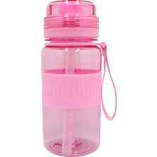 Noki Kids Su Matarası (Suluk) Tritan Pipetli Kapak Silikon Kemerli Askılı 400 Ml (Karışık Renk 1 Adet)