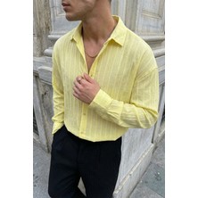 Livio Ferri Maze Premium Oversize Erkek Gömlek Dokulu Çizgili