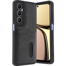 Mixora Realme C65 Sara Kartvizitli Deri Kılıf - Siyah
