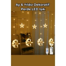 Saravita Ay Yıldız LED Perde Işık USB Kumandalı 8 Mod Dekoratif Pencere Oda Aydınlatma