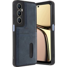 Mixora Realme C65 Sara Kartvizitli Deri Kılıf - Lacivert