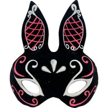 Colezium Siyah Renk Kırmızı Beyaz Simli Siyah Süet Kaplama Tşan Maskesi 18X16 cm