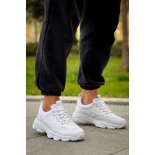 KB-707 Beyaz Cilt Yüksek Taban Bağcıklı Günlük Erkek Ayakkabı