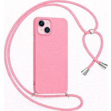 Coverzone iPhone 15 ile Uyumlu Özel Üretim Ayarlanabilir Ipli Boyun Askılı Silikon Kılıf Kadife Iç Yapılı Viper Boyun Çapraz Taşıma Özellikli Asılabilen Ipli Telefon Kılıfı Pembe