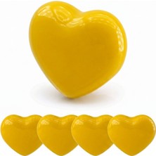 Badem10 Kalpli Sarı Renk Porselen Düğme Kulp (5 Adet) Mobilya Çoçuk Odası Çekmece Dolap Kulpu Kulbu Kulpları