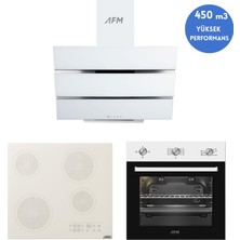 Afm Tech Laura Vitroseramik Elektrikli Beyaz  Ankastre Set ( V6-05 + FM7301 +FM3251W )