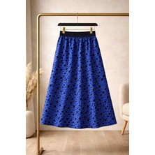 BBS Kız Çocuk Mavi Puantiye Desenli Full Astarlı Uzun Etek