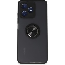 Mixora Realme C53 Kılıf Montreal Yüzüklü Kapak - Siyah