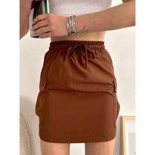 Mixora Cep Ince Paraşüt Etek Kahve S241019