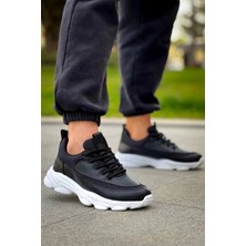 KB-707 Siyah Cilt Yüksek Taban Bağcıklı Günlük Erkek Ayakkabı