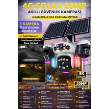 IDS 3 Hareketli 20MP 4 Kamera 4g Solar Güneş Enerjili Güvenlik Kamerası - Anlık Bildirim - Sesli Uyarı
