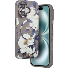 Akay Avm Onegif  Iphone 16 Flower Series Magsafe Kapak - Gri