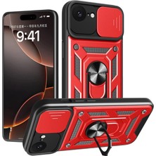 Akay Avm  Iphone 16E Kılıf Pars Lens Yüzüklü  - Kırmızı