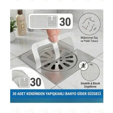 MAİN SHOP Main Shop 30 Adet Yapışkanlı Tek Kullanımlık Banyo Gider Saç Kıl Tutucu ve Mutfak Evye Çöp Ayırma Süzgeci M-740