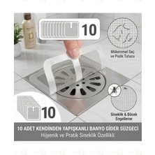 MAİN SHOP Main Shop 10 Adet Yapışkanlı Tek Kullanımlık Banyo Gider Saç Kıl Tutucu ve Mutfak Evye Çöp Ayırma Süzgeci M-740