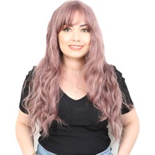 Colezium Perçemli Uzun Su Daası Fiber Sen Peruk/ Gül Kurusu