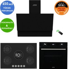 Afm Tech ve Afm Marka / Riero 5 Gözlü  Siyah  Ankastre Set ( RS035 75CM 1'wok + FM7700 + FM3400 )