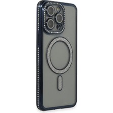 Akay Avm 15 Pro Kılıf Joke Simli Magneticsafe Kılıf - Lacivert