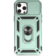 Akay Avm 12 Pro Max Kılıf Pars Lens Yüzüklü - Yeşil