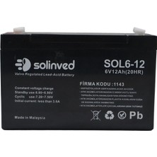 Solinved 6 Volt 12 Amper Kuru Tip Akü (2025 Tarihli)