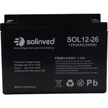 Solinved 12 Volt 26 Amper Kuru Tip Akü (2025 Tarihli)