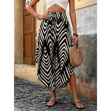 Artsviva Kadın Yüksek Bel Beli Lastikli Bağcıklı Yanlardan Açık Uzun Süprem Etek