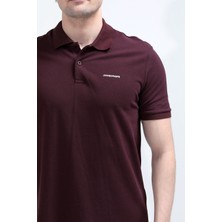 JB John Borners Erkek Polo Yaka Marka Baskılı %100 Pamuklu T-Shirt Bordo - 26Y 2127