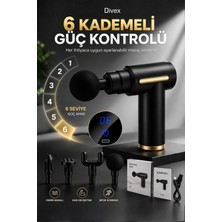 PremiumPort Ağrı Giderici Titreşimli Masaj Tabancası, 6 Hız, 4 Başlık, Şarjlı