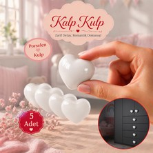 Badem10 Kalpli Beyaz Renk Porselen Düğme Kulp (5 Adet) Mobilya Çoçuk Odası Çekmece Dolap Kulpu Kulbu Kulplar