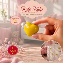 Badem10 Kalpli Sarı Renk Porselen Düğme Kulp Mobilya Çoçuk Odası Çekmece Dolap Kulpu Kulbu Kulpları