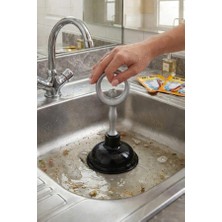 MAİN SHOP 1 Adet Çok Amaçlı Mutfak Banyo Balerin Saplı Vantuz Pompa Tıkanık Lavabo Açıcı Manuel El Vantuzu Siyah Renk M-126