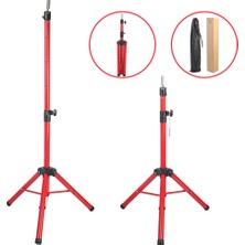 Kuaför Eğitim Mankeni Için Metal Tripod / Kırmızı + Taşıma Çantası