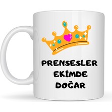 Bezos Prensesler Ekimde Doğar Yazılı Kupa Model 254 Taç Tasarımlı Ekim Ayı Doğum Günü Hediyesi Seramik Kahve Kupası