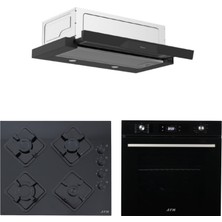 Afm Tech ve Ferre Markalı /megoe Siyah Ankastre Set ( D036 Sürgülü Aspiratör + FM7700 + FM-BD2200 )