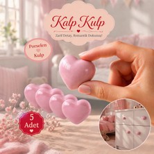 Badem10 (5 Adet) Kalpli Pembe Renk Porselen Düğme Kulp Mobilya Çoçuk Odası Çekmece Dolap Kulpu Kulbu Kulplar