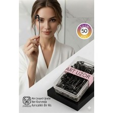 Siyah Mini Çengelli Iğne Seti 50 Adet - 2.2 cm Paslanmaz Metal Tasarım Hobi ve Terzi Aksesuarı 722936