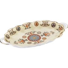 LuckyArt Rosea Bone 27 cm Kulplu Oval Servis Tabağı