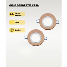 AC Aydınlatma Rose Gold GU10 Uyumlu Cam Spot Kasa (2 Adet) – Dekoratif Gömme Tavan Uyumlu